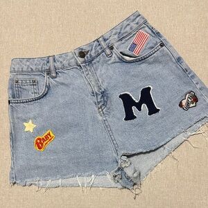 Subdued brand Denim Patch Detail Shorts-Sz 26-Vintage Style-Cotton-GUC
